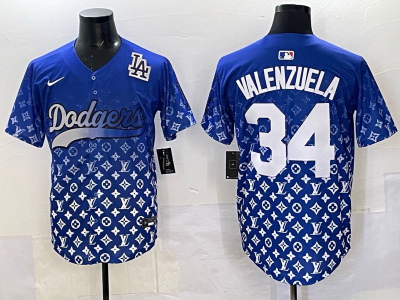 Men Los Angeles Dodgers #34 Valenzuela Blue Nike 2025 MLB jersey 08->los angeles dodgers->MLB Jersey